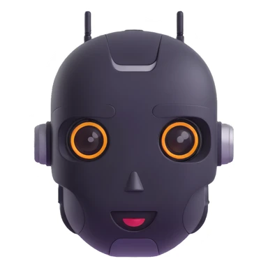 robot head with friendly expression sticker