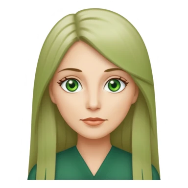 middle age woman with green eyes and long straight ash hair sticker