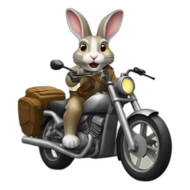 rabbit indiana jones with shovels motorbike sticker