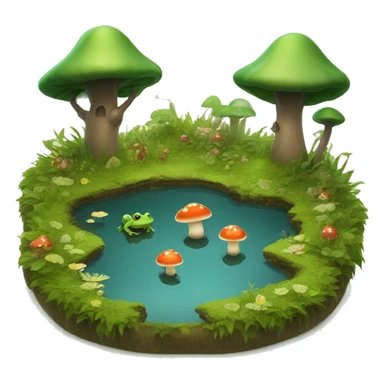 airy tale forest with mushrooms and a pond with frogs  sticker