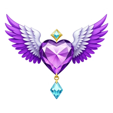 holy diamond emblem with white wings and purple diamond in the middle sticker