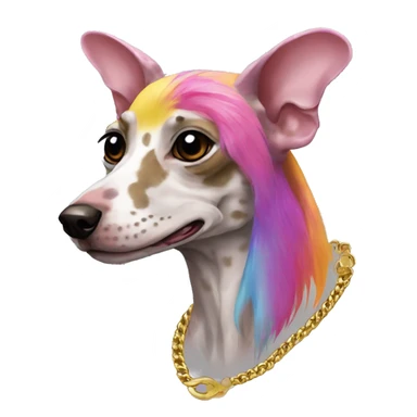 Punk Chinese crested dog rainbow gecko markings piercings gold chain tattoos sticker