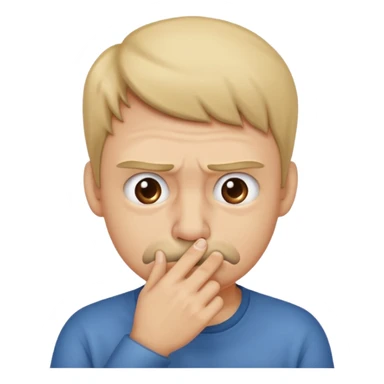 someone thats holding their nose because of a smell sticker