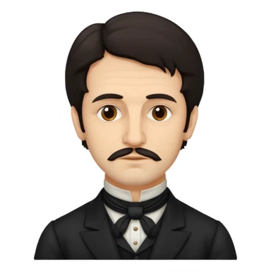 Gustavo Adolfo Bécquer, Spanish poet, dark hair, sideburns, melancholic expression, classic emoji style sticker
