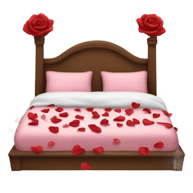 Valentine’s Day bed with rose petals sticker