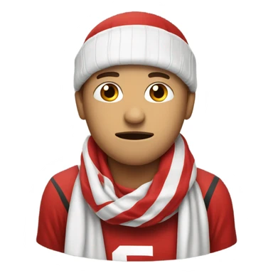 A sad football fan with a scarf in red and White.  sticker