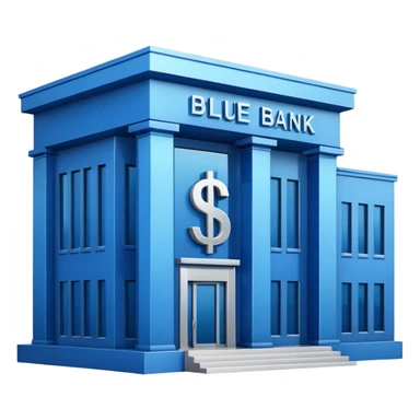 blue bank building with the $ symbol sticker