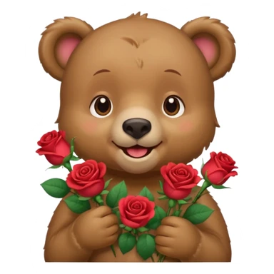 Cute bear with this emoji 🥹  holding roses with this  sticker