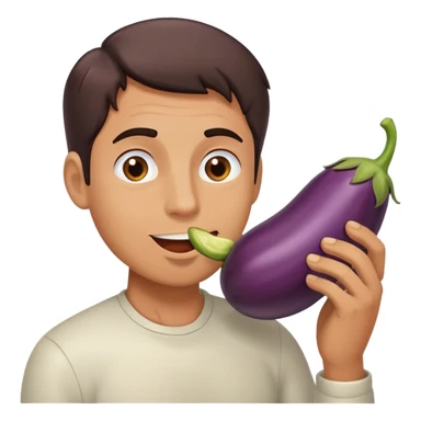 Man eating eggplant sticker
