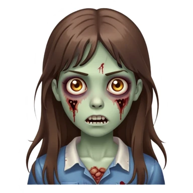 zombie girl with long brown hair with side bangs  sticker