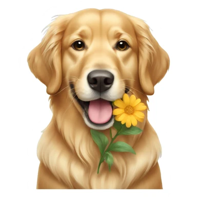 Golden retriever holding flowers in mouth sticker