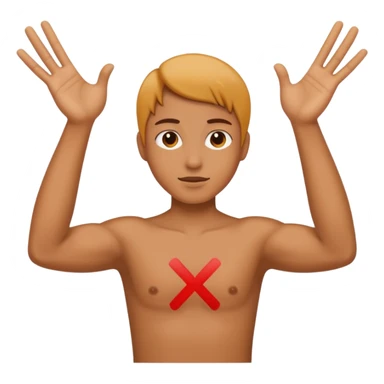 Please make an emoji where the wearer marks O or X with his arm. sticker