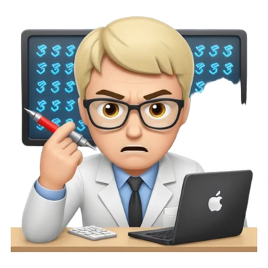 I want an emoji of a mad data scientist fixing code bugs sticker
