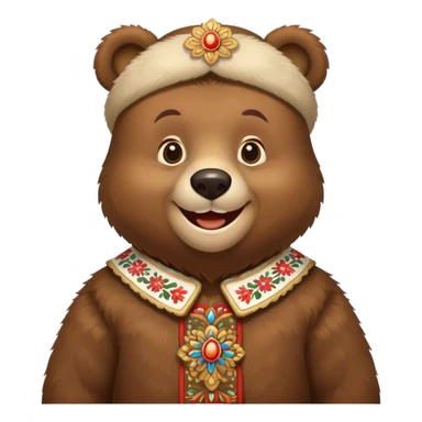 Cheerful bear in traditional Russian folk costume sticker
