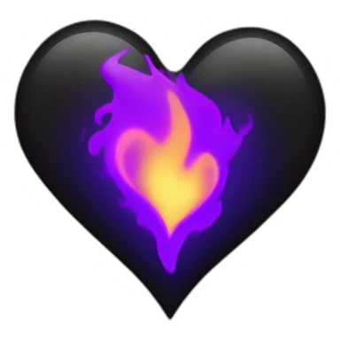 Black heart Burns in purple fire sticker