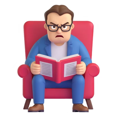 angry man reading sticker