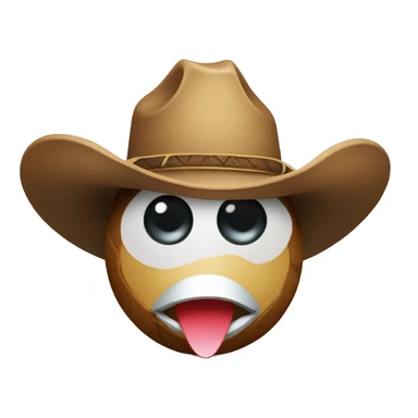 coconut wearing cowboy hat with eyes and duck nose sticker