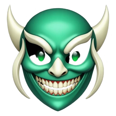 curved mask, poisonous, emerald, fang, smile sticker