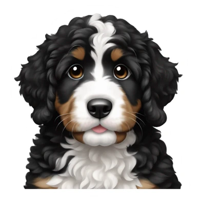 Black and white bernedoodle puppy sticker