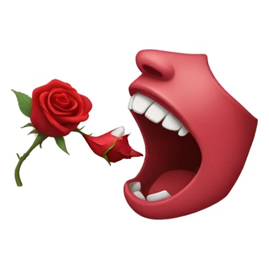 emoji biting a rose, romantic, iphone emoji sticker