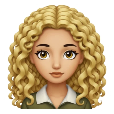 olive skin, curly long hair, baddie,pretty, black eyeliner, long hair blonde sticker