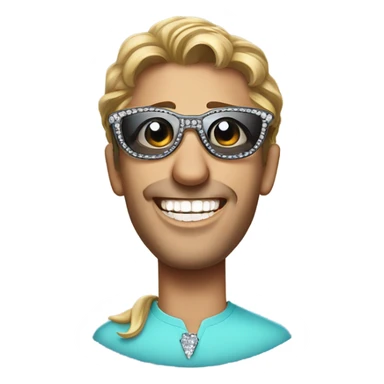 A movie star with diamond glasses and replace his teeth diamonds sticker