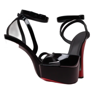 One view back Black Patent Leather Daffodile Platform Heels sticker