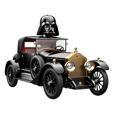 Ornate but stealth 1912 Darth Vader Rolls Royce sports coupe  sticker