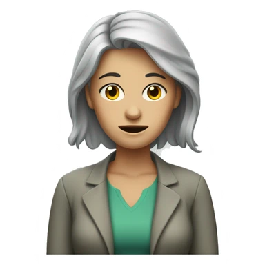 A lady that has worked a lot, stressed, not happy, greyish/greenish face color, depressed kinda girl sticker