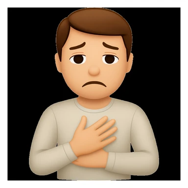 Remove any visible heart from the chest while maintaining the expression of nausea and discomfort. The style should resemble emoji style with simple and concise features. sticker