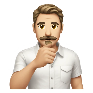 selfie with white shirt thick mustache with white cat sticker