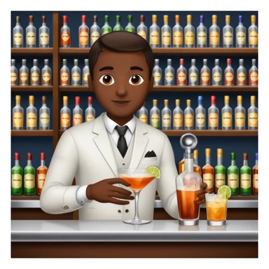 bartender mixing drinks, club backgroudn with bottles sticker