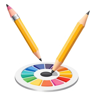 digital graphic template with a pencil, crop icon, and color palette tools around it sticker