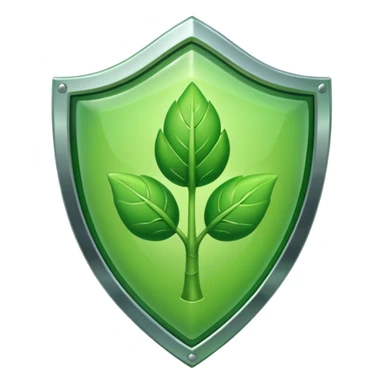 Green shield with sprout icon sticker