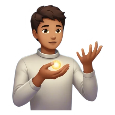 A young man floats in space, touching a particle that glows and expands, shaping the universe around him. Each touch creates new light, symbolizing how his choices build his own reality. sticker