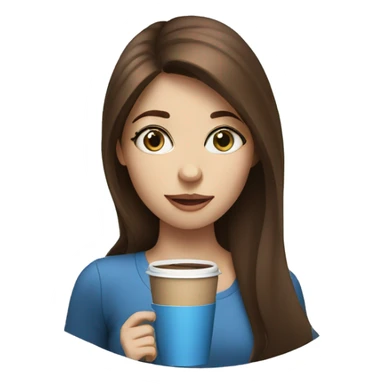 girl with brown hair and blue eyes sipping coffee sticker