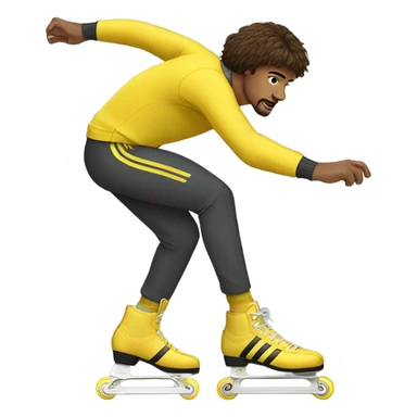 man with brown mullet haircut, in a yellow adidas training suit, rollerskating sticker