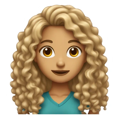 female  very long curly hair, tanned skin teacher sticker