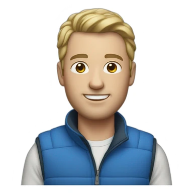 white male in blue fleece vest sticker