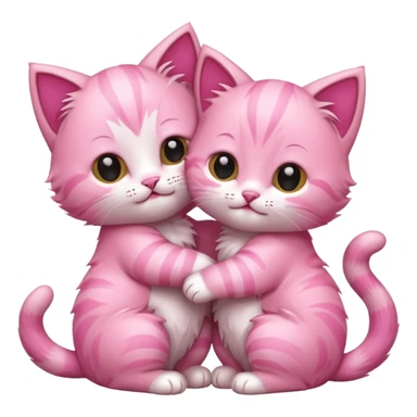 two hugging pink happy kittens sticker