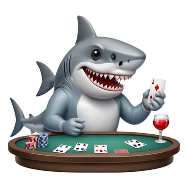 Shark playing poker sticker