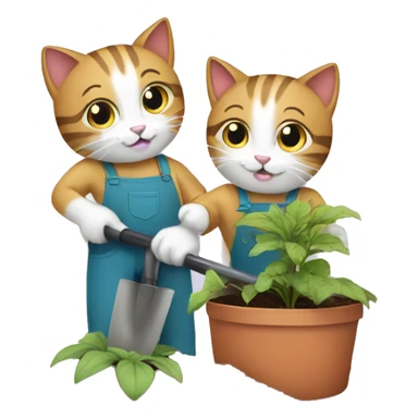two cats gardening sticker