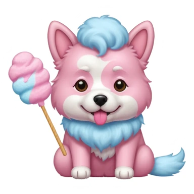 Dog eating cotton candy sticker