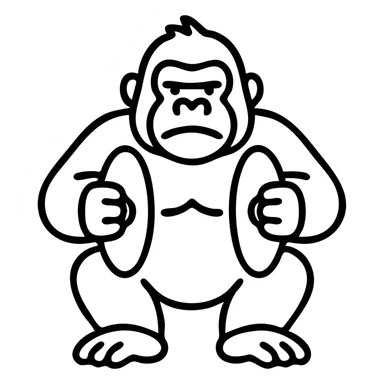 tattoo style cartoon gorilla playing cymbals, bold lines, black ink sticker
