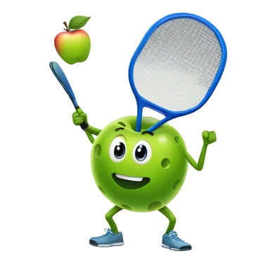 Pickleball with an apple sticker