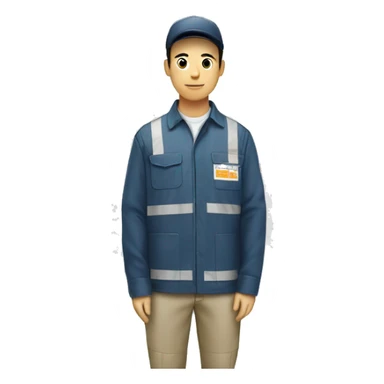 Worker in Warehouse wear wing in korean sticker