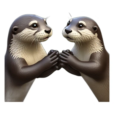 Two otters hand grabbed in water  sticker