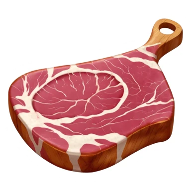 raw pork chop from shoulder, thick, marbled pink-red with white fat, irregular shape, moist, clear muscle grain and fat, rustic look, no plate, no seasoning, no faces, clean 3D, soft lighting, transparent background, emoji scale sticker