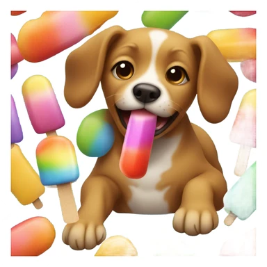 Dog eating a popsicle  sticker