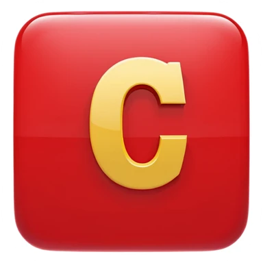 A bold white capital letter C inside a red rounded square, flat emoji design, shiny light reflection, in the same style as the 🅱️ emoji, transparent background, the letter C is large and centered sticker
